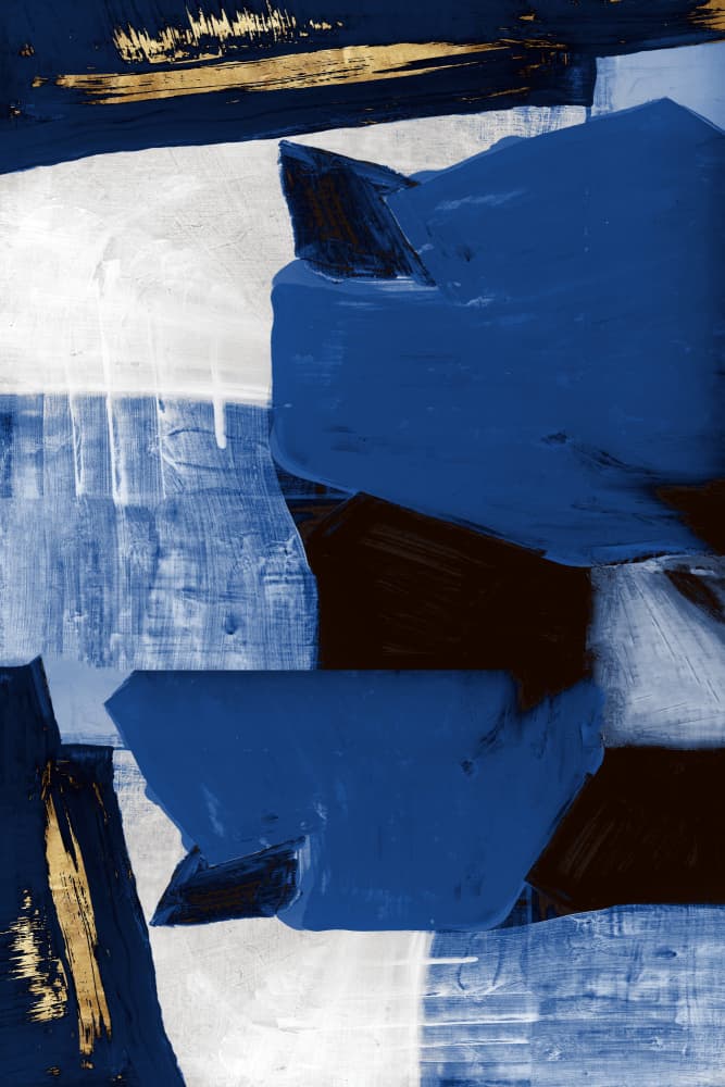 Dynamic Blue Gold Abstract by cartissi — canvas wall art