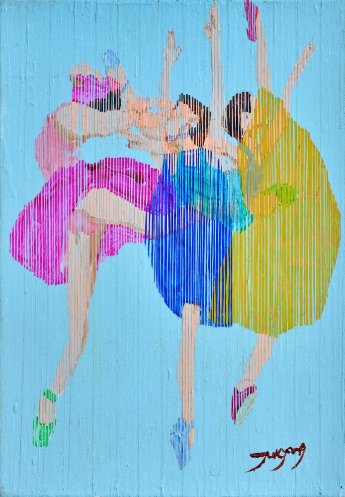 Colorful Dancing Figures by Jukyong Park — canvas wall art