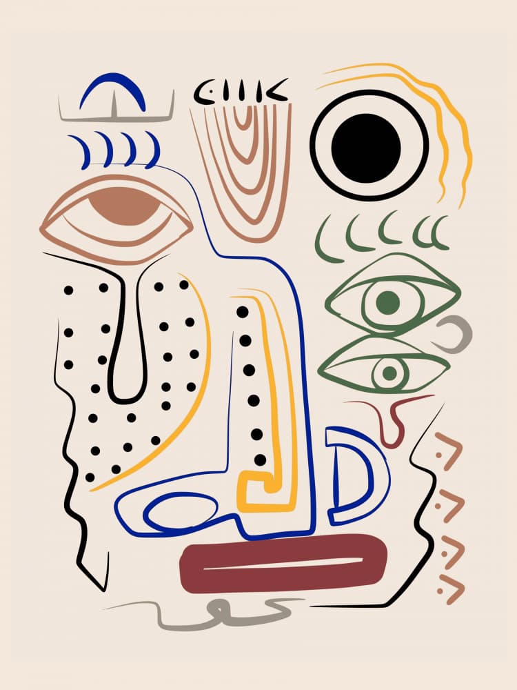 Abstract Tribal Face by Little Dean — canvas wall art
