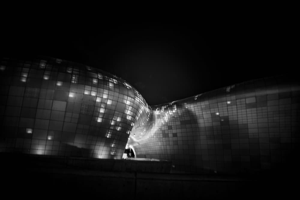 Futuristic Building Night by YoungIl Kim — canvas wall art