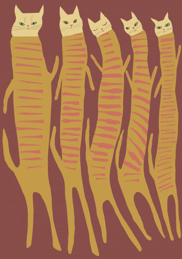 Whimsical Striped Cats