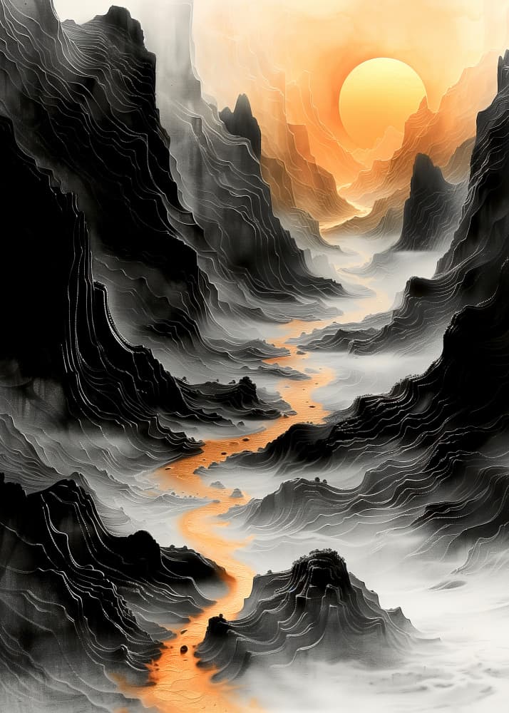 Glowing River Valley by Justyna Jaszke — canvas wall art