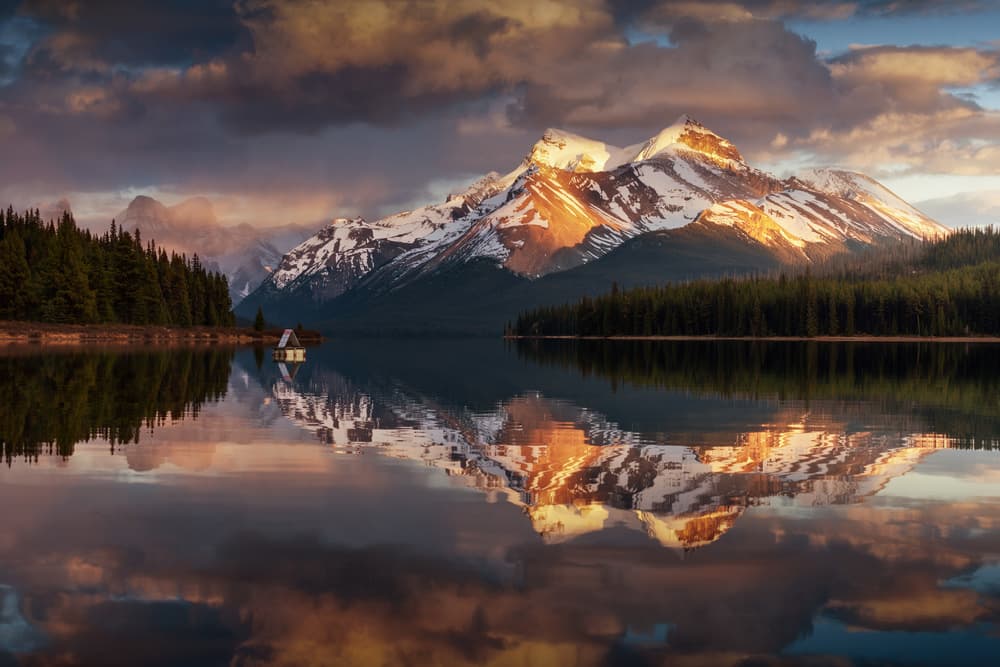 Golden Mountain Lake Reflection by Juan Pablo de Miguel — canvas wall art