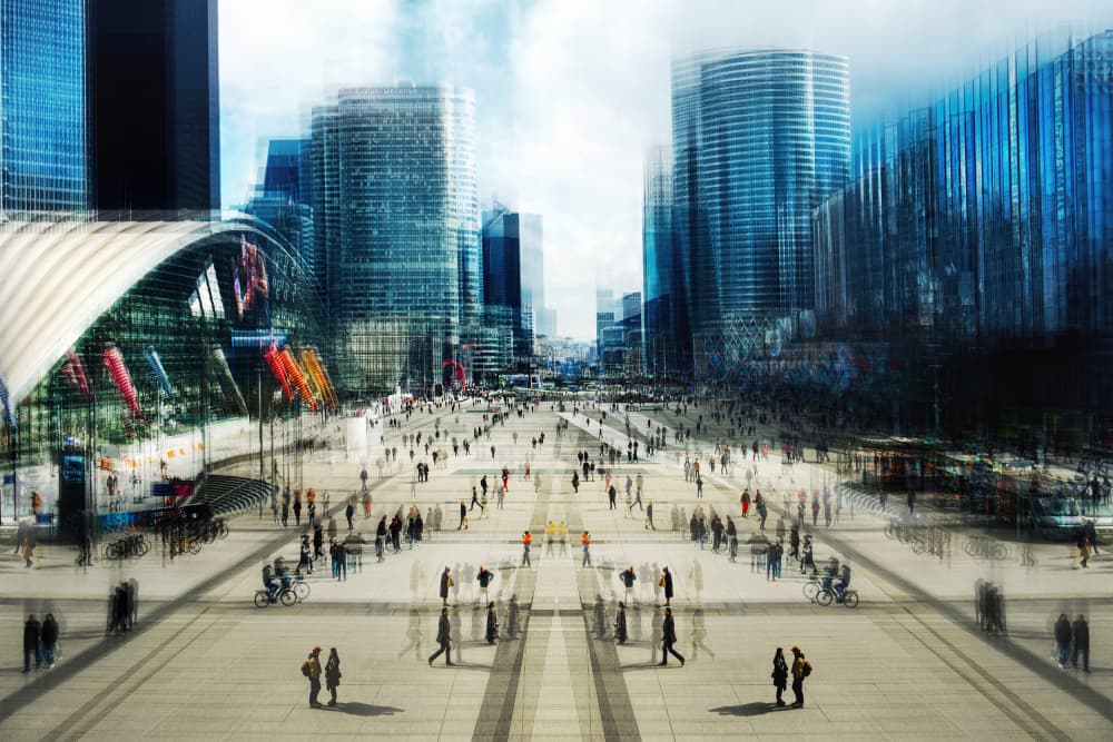 Dynamic City Movement by Elena Raceala — canvas wall art