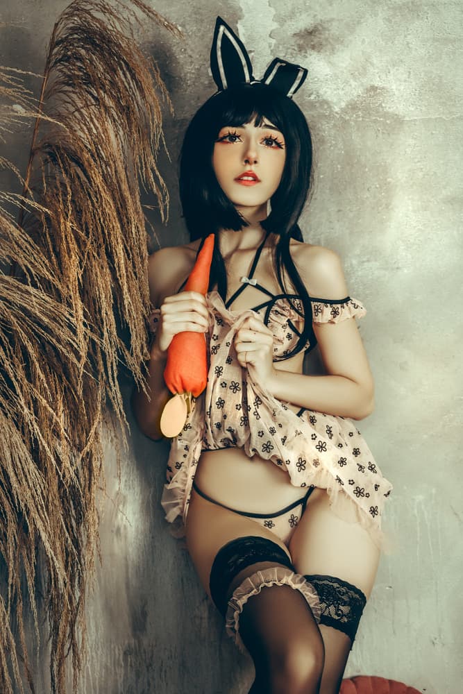 Playful Bunny Lingerie by Ruslan Bolgov — canvas wall art