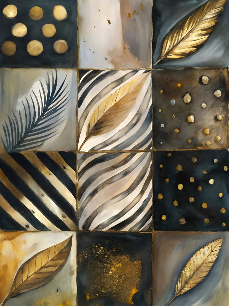 Gold Leaf Patterns by Miguel Bruzual — canvas wall art