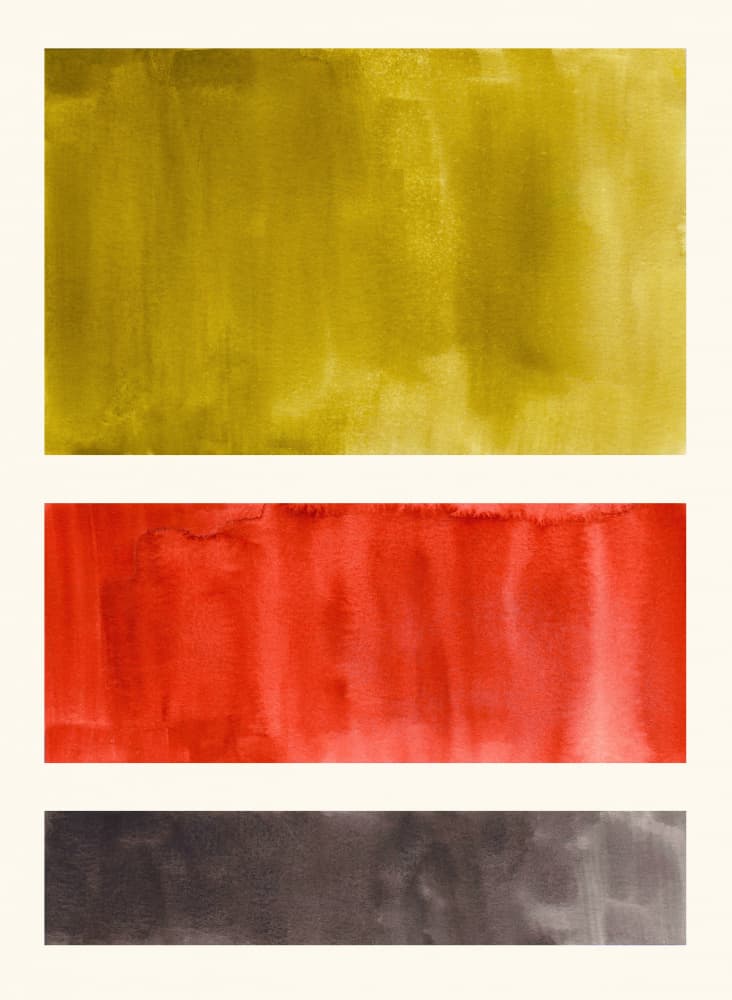 Gold Red Abstract Blocks by Ejaaz Haniff — canvas wall art