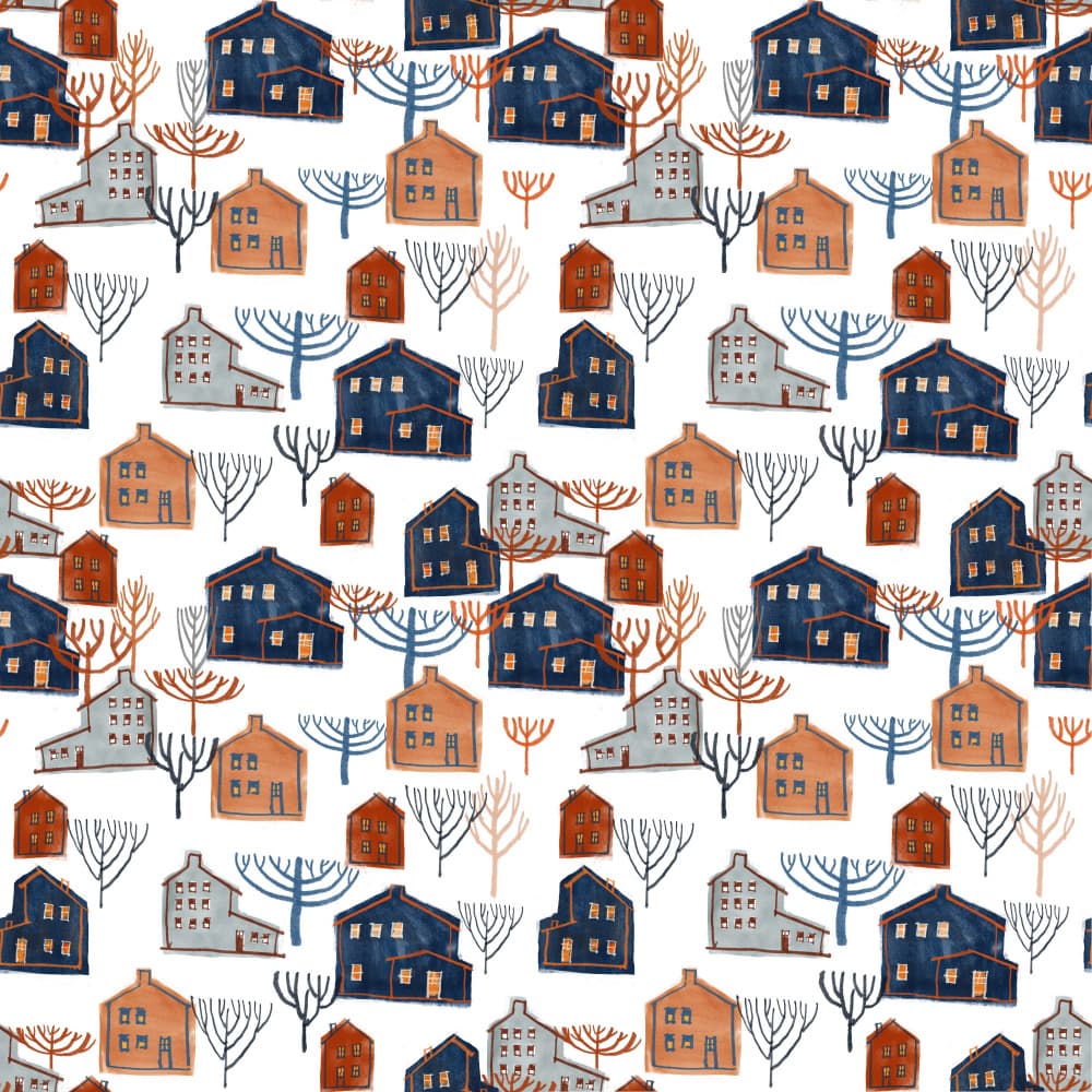 Cozy Winter Village by MANSI SAXENA — canvas wall art