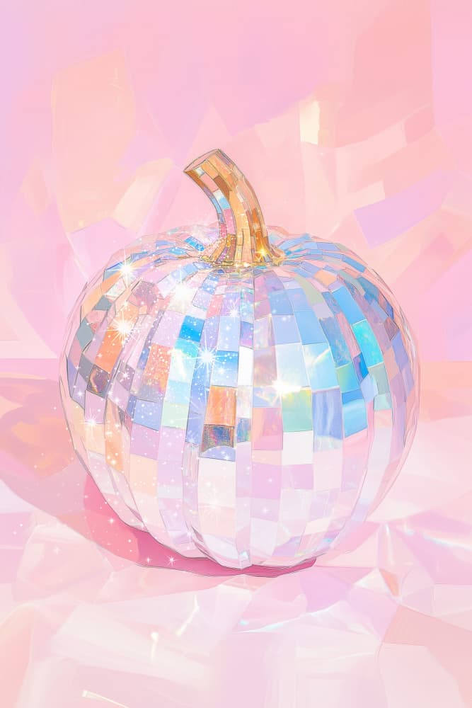 Iridescent Disco Pumpkin by Melloi Art Prints — canvas wall art