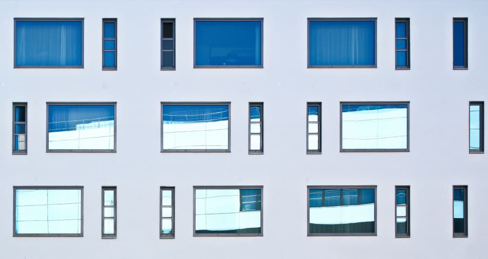 Modern Blue Windows by Hans Peter Rank — canvas wall art