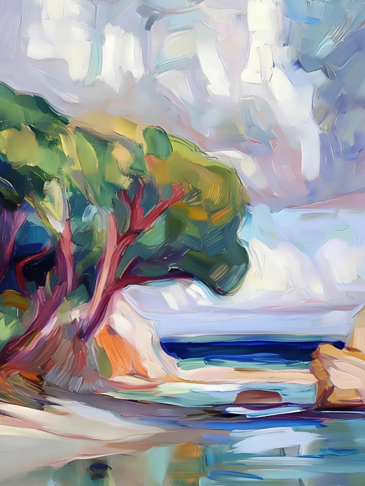 Vibrant Coastal Trees by Avanesova Elena — canvas wall art