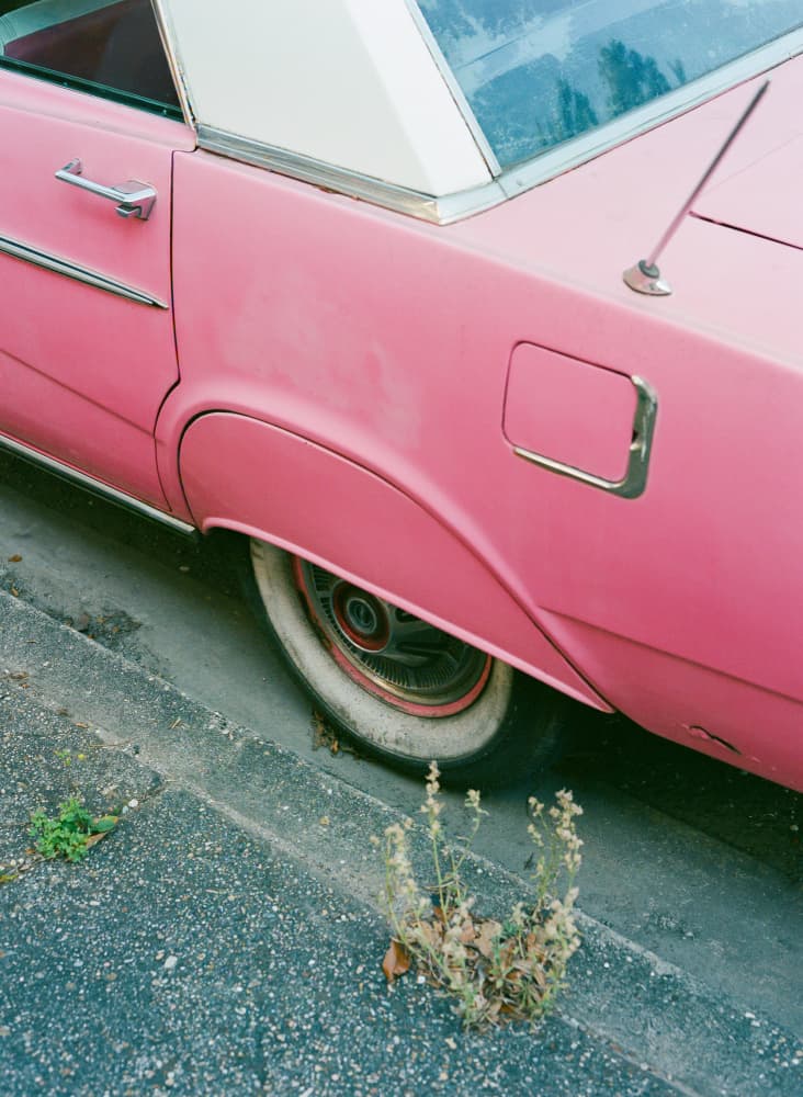 Vintage Pink Street Car by Bethany Young — canvas wall art