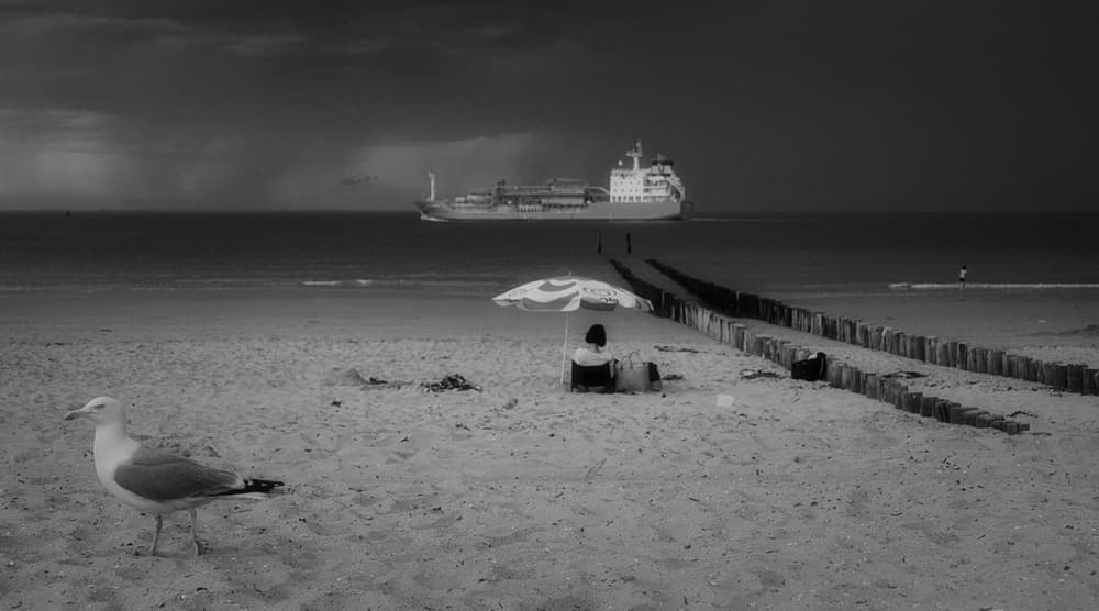Stormy Beach Ship by Saskia Dingemans — canvas wall art