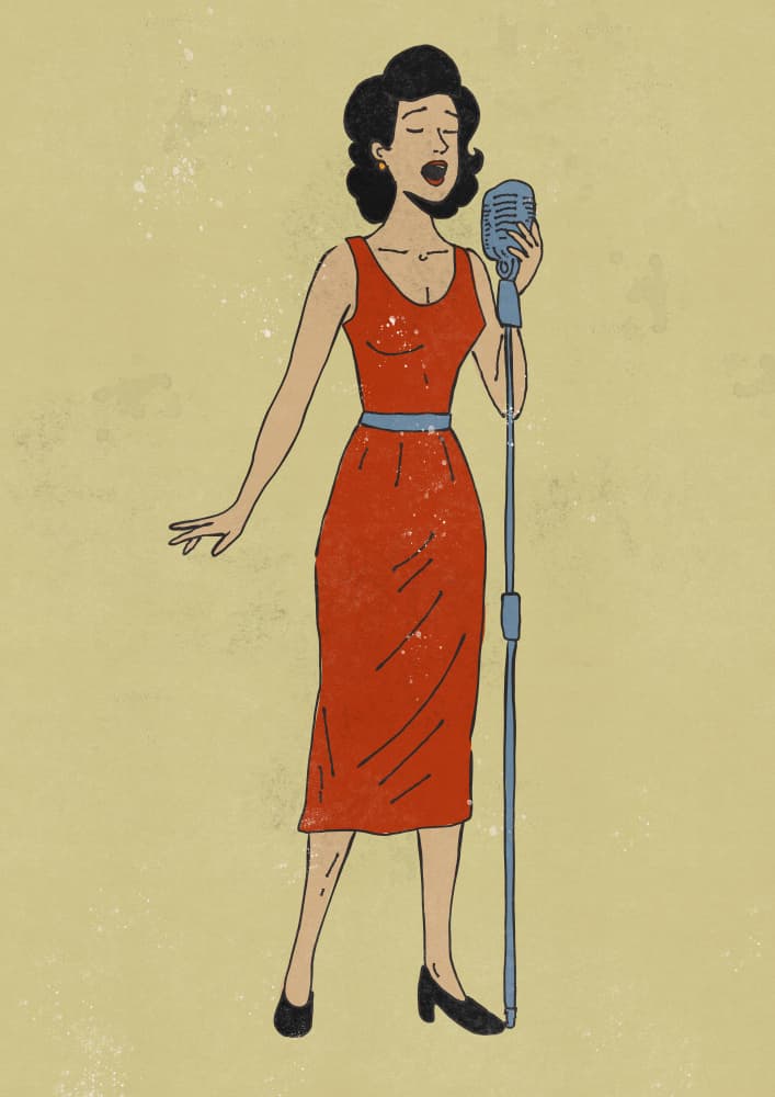 Jazz Singer In Red by Nicholas — canvas wall art