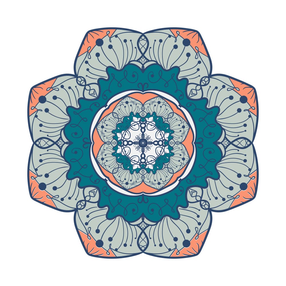 Teal Coral Mandala Bloom by Marika Barsrsind — canvas wall art