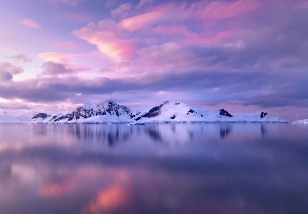 Purple Sunset Mountain Reflection by Jie Jin — canvas wall art