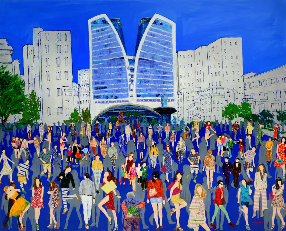 Vibrant City Crowd by Jukyong Park — canvas wall art