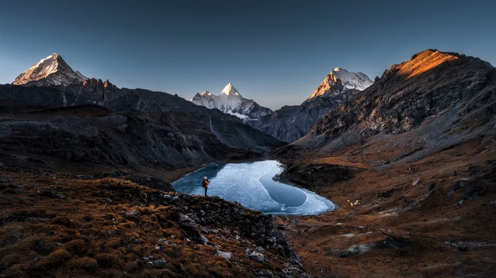 Frozen Alpine Dawn by Sylviashen — canvas wall art
