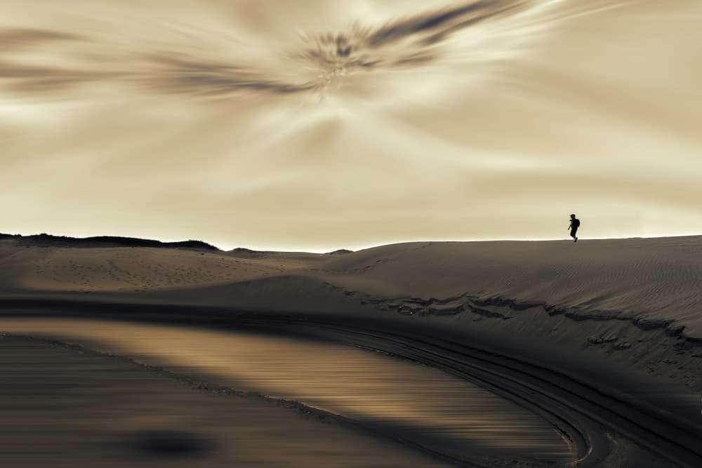 Lone Man Desert Walk by MingLun Tsai (蔡明倫) — canvas wall art