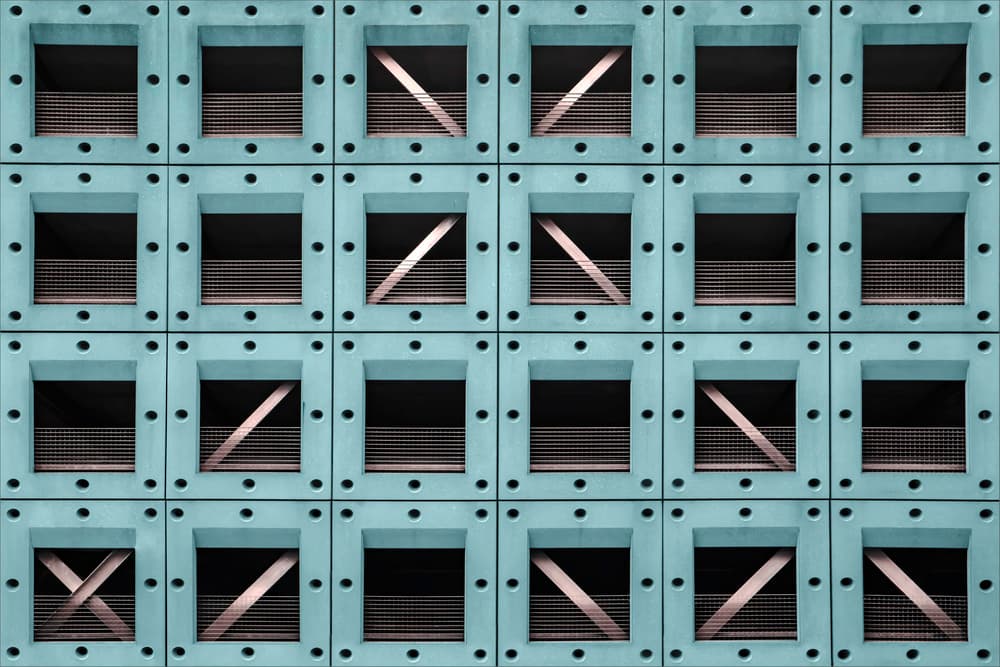 Teal Geometric Grid by Gilbert Claes — canvas wall art