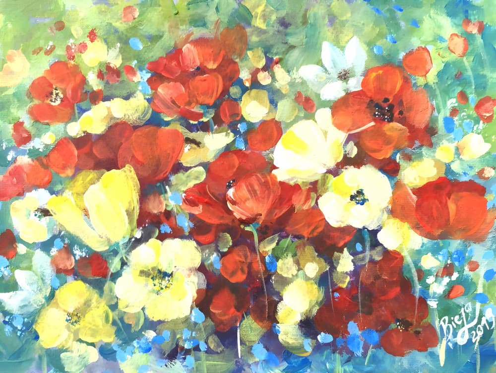 Vibrant Poppy Garden by Anda Bieza — canvas wall art