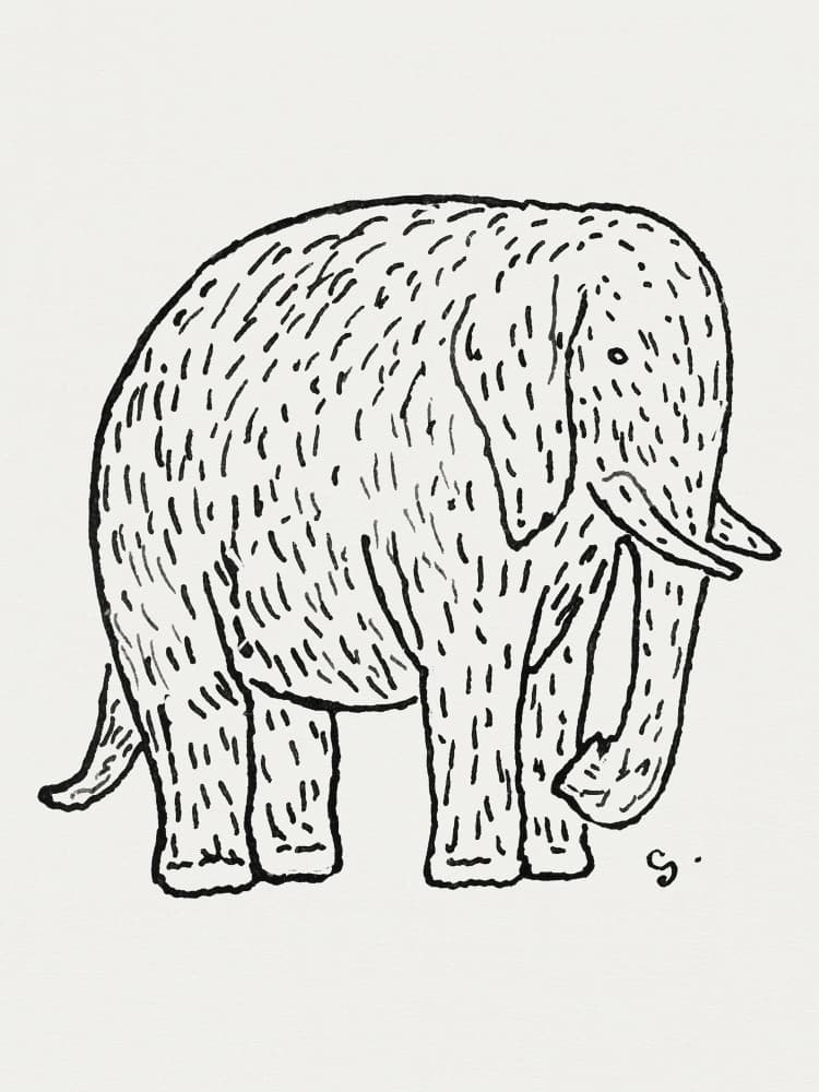Elephant (ca. 1891–1941) Drawing In High Resolution By Leo Gestel by Leo Gestel — canvas wall art