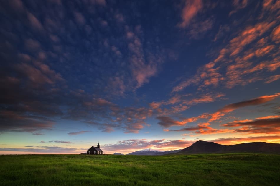Solitary Black Church Sunset by Raymond Hoffmann — canvas wall art