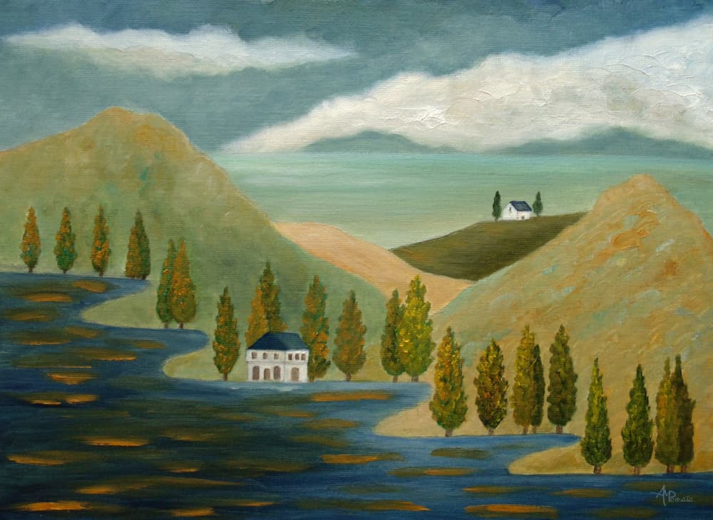 Peaceful Lake Landscape by Angeles M. Pomata — canvas wall art