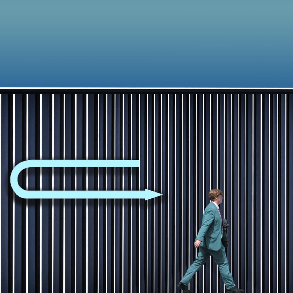 Man Changes Direction by Luc Vangindertael (laGrange) — canvas wall art