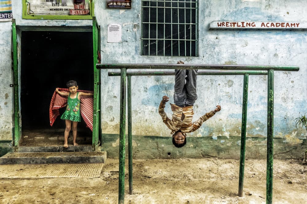 Wrestling Academy Play by JAYATU CHANDRA DAS — canvas wall art