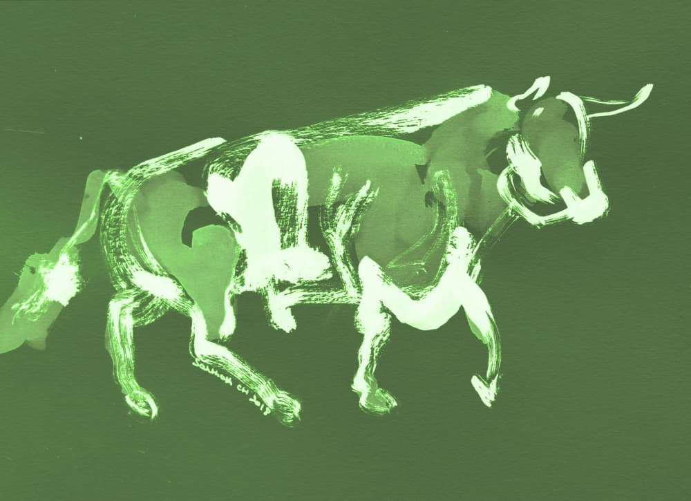 Green Abstract Bull by Santhosh ch — canvas wall art