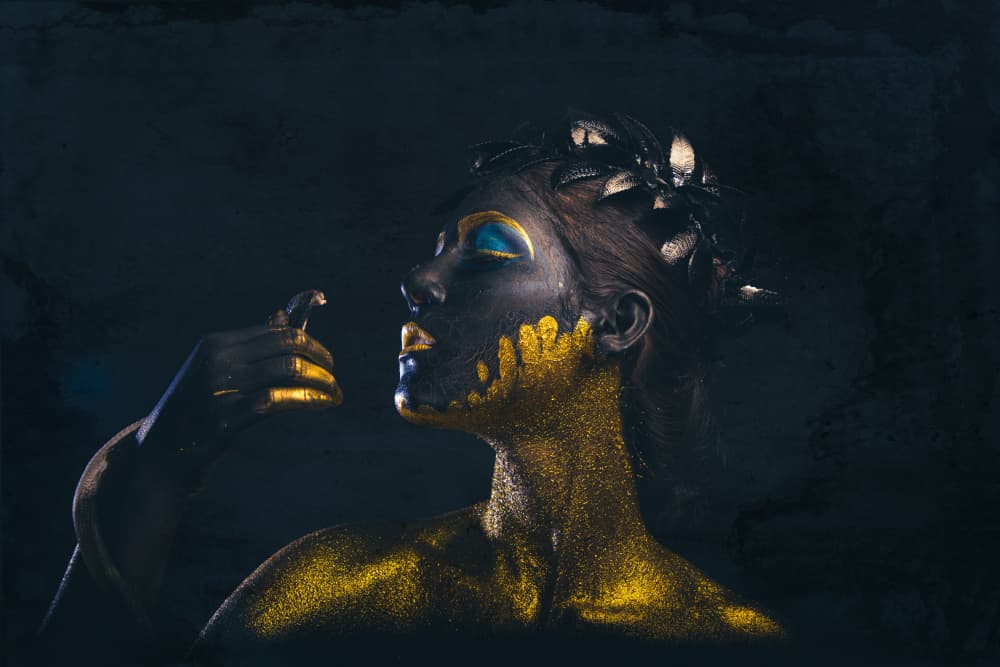 Golden Goddess Portrait by Dipankar Paul — canvas wall art