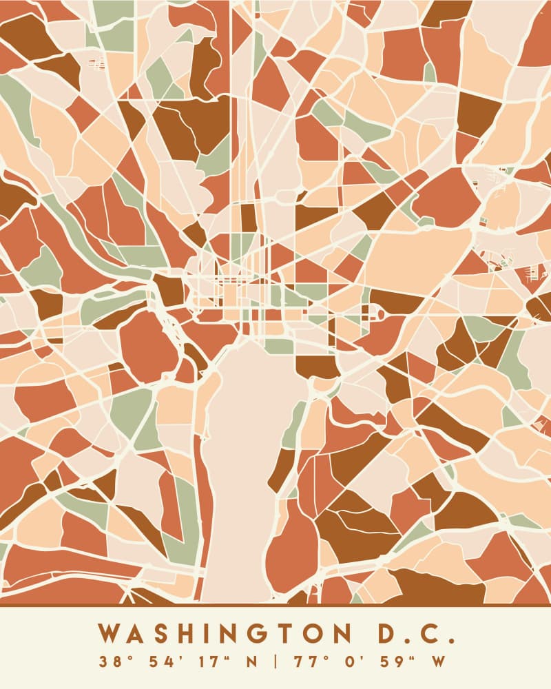 Abstract Washington DC Map by Emiliano Deificus — canvas wall art