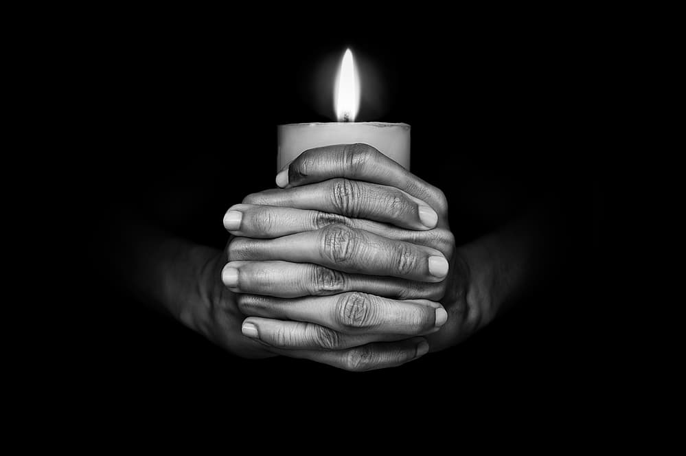 Praying Hands Candlelight by Jackson Carvalho — canvas wall art