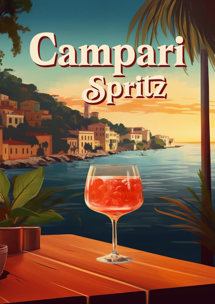 Campari Spritz Seaside Sunset by Andreas Magnusson — canvas wall art