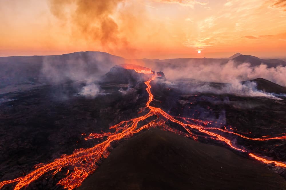 Glowing Lava Sunset by James Bian — canvas wall art