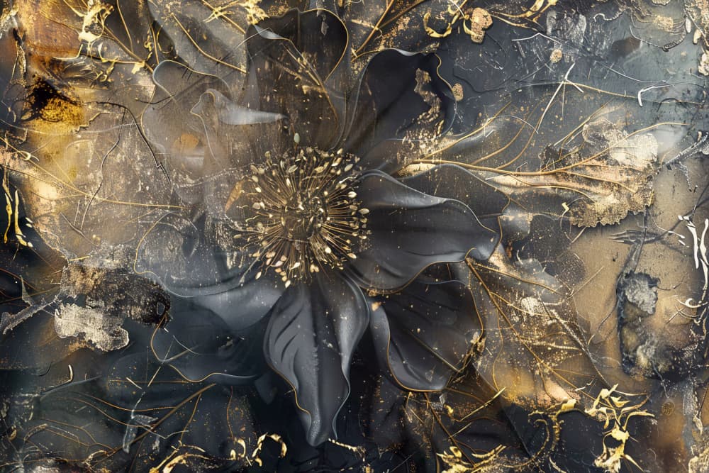Gilded Dark Bloom by Rafal Kulik — canvas wall art