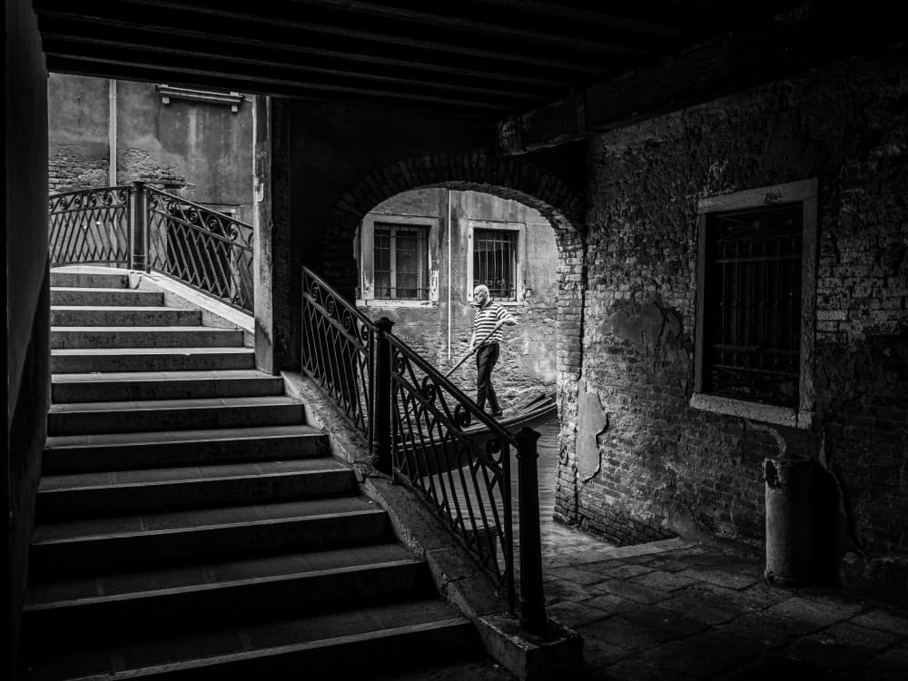 Venetian Alley Gondolier by Adam Dauria ☂ — canvas wall art