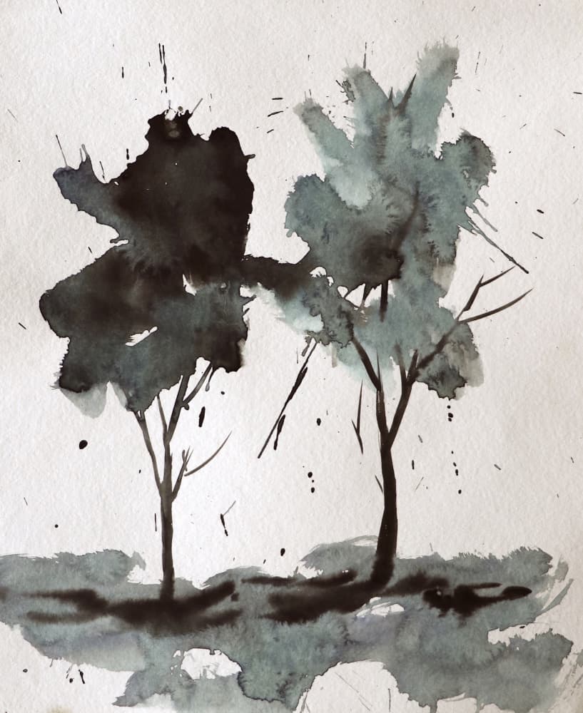 Abstract Ink Trees by Santhosh ch — canvas wall art