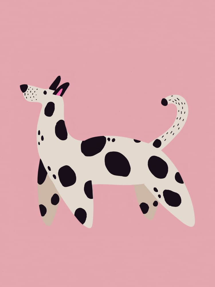 Spotted Pooch Stroll by Treechild — canvas wall art
