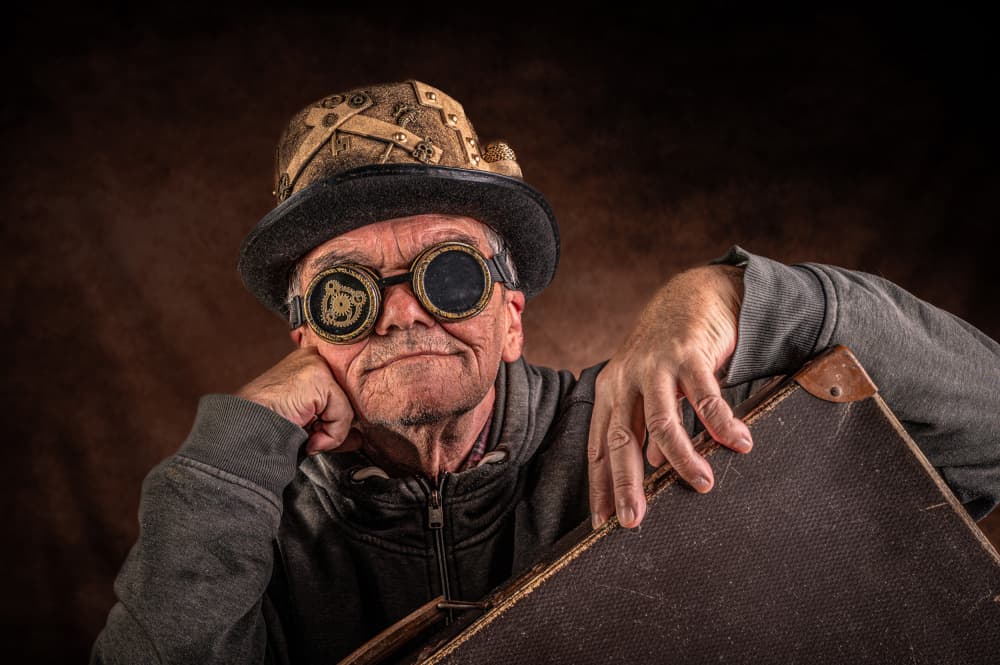Steampunk Man with Goggles by Joško Šimic — canvas wall art