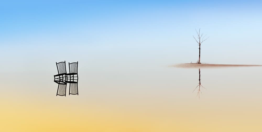 Serene Chairs Tree Reflection by Juan Luis Duran — canvas wall art