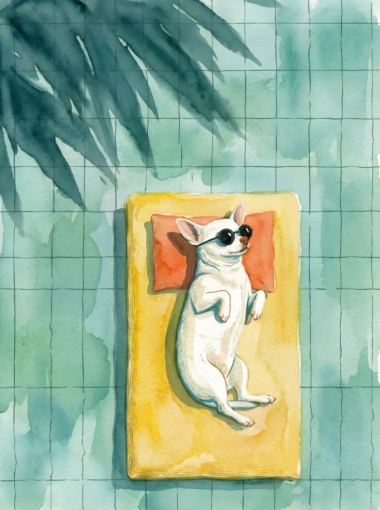 Relaxed Chihuahua Poolside by HUGO — canvas wall art