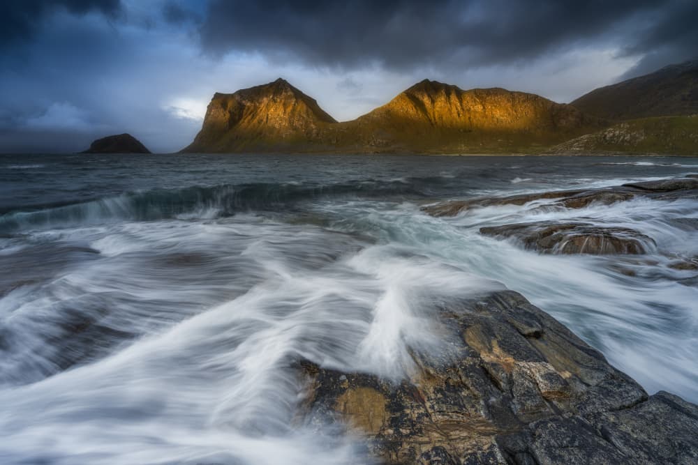 Golden Light Coastal Waves by Adam Pachula — canvas wall art