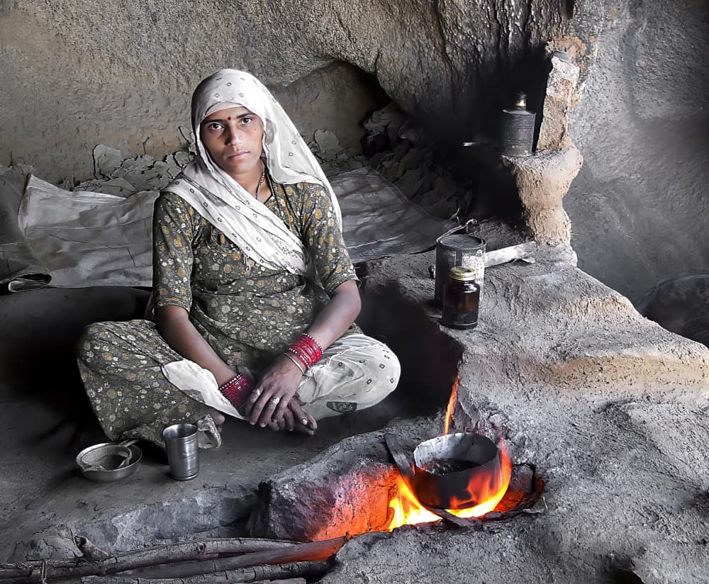 Indian Woman Cooking by Eden Antho — canvas wall art