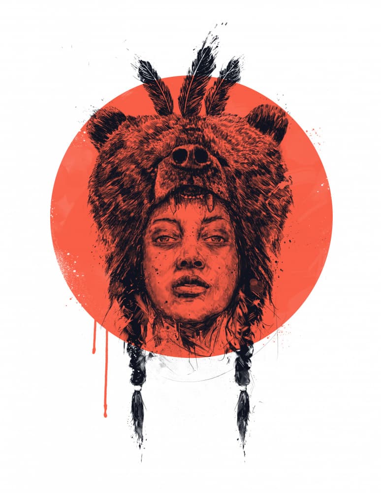 Bear Spirit Woman by Balazs Solti — canvas wall art