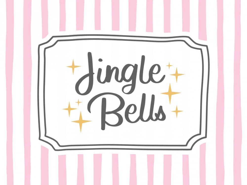 Pink Striped Jingle Bells by Jolly and Dash — canvas wall art