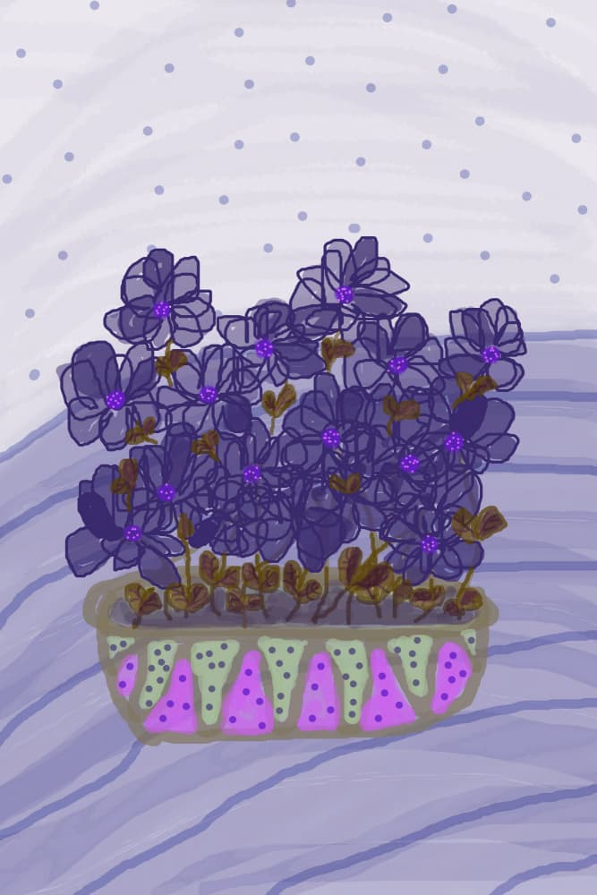 Purple Potted Blooms by Christina Sillen — canvas wall art