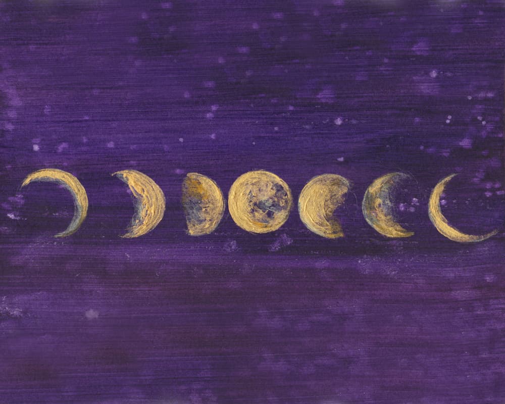 Golden Moon Phases by Christine Lindstrom — canvas wall art
