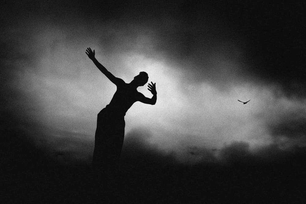 Reaching Man Silhouette by Paulo Medeiros — canvas wall art